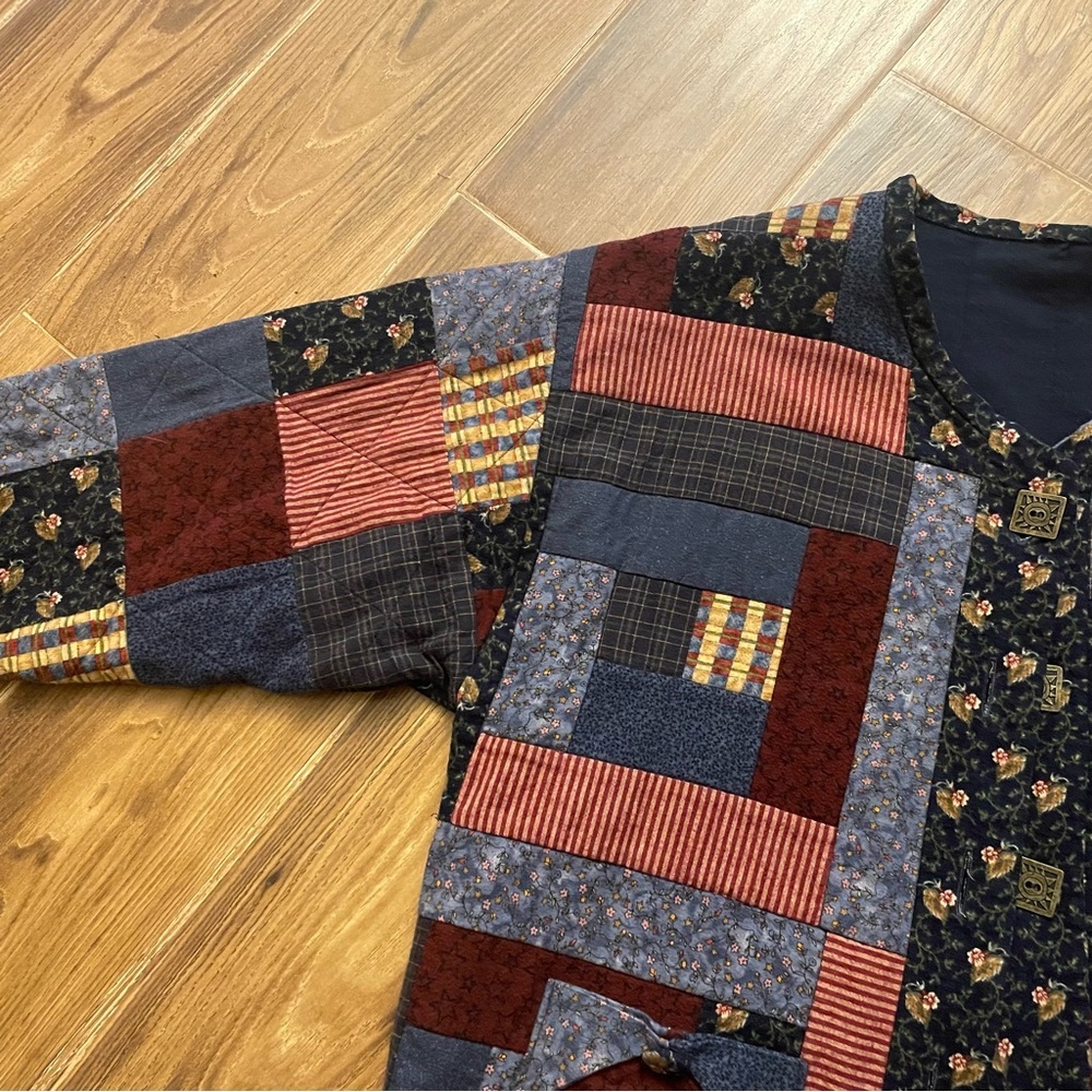 Handmade Quilt Jacket Womens XL Patchwork Button Up Boho Festival Folk Art - Picture 4 of 6